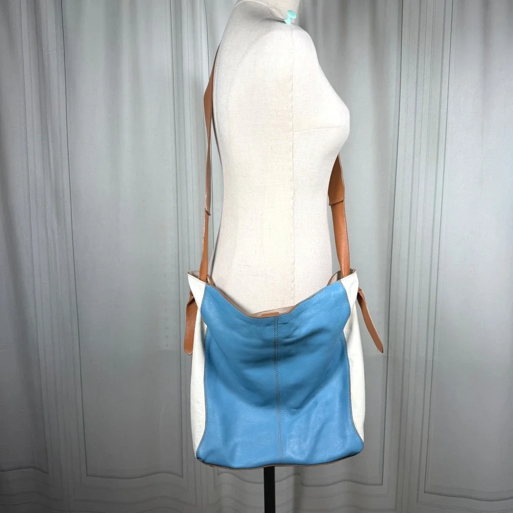 Vittoria Napoli Italian Leather Color-Block Hobo Bag